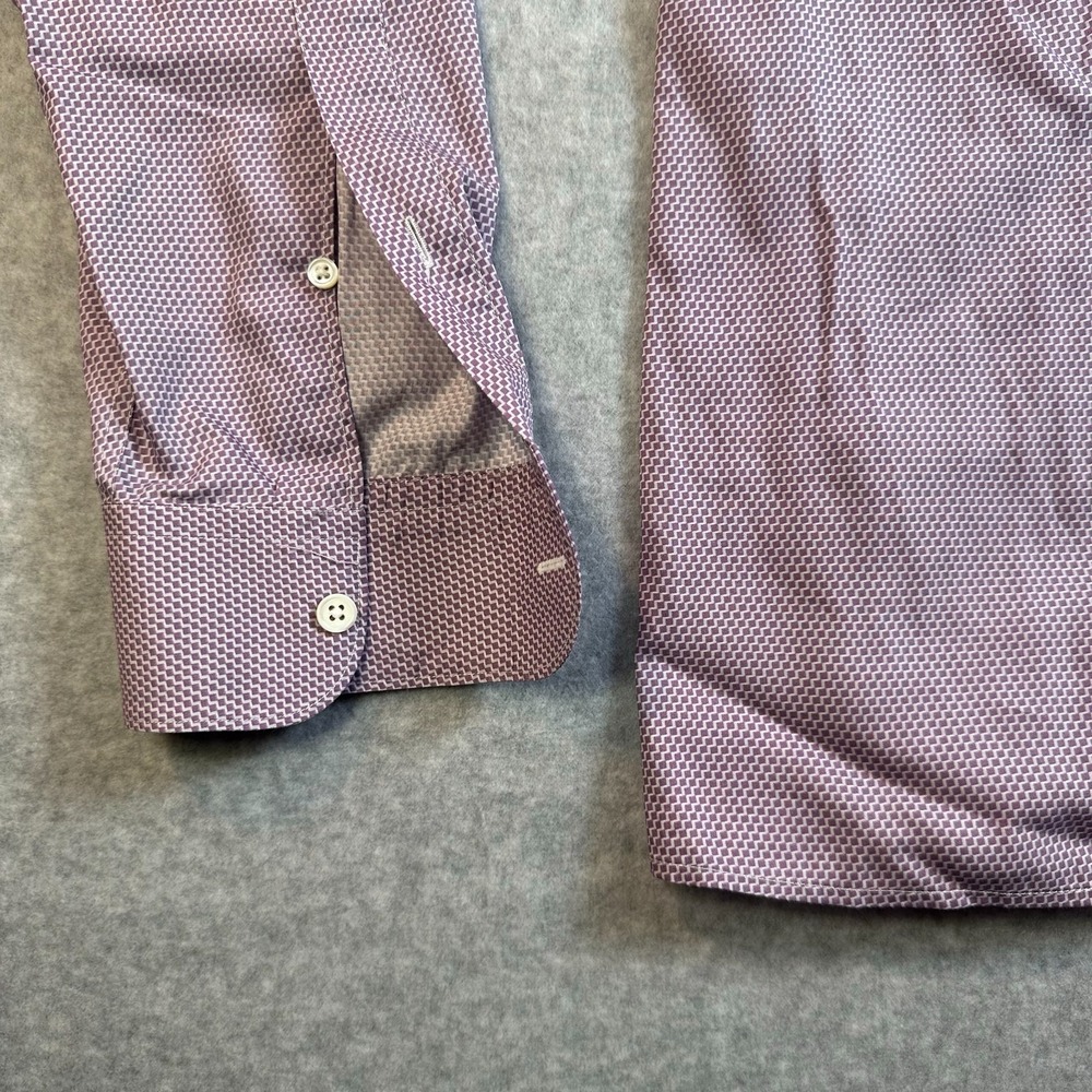 Ermenegildo Zegna CentoQuaranta Men's Dress Shirt Medium Red Geometric Button - Picture 9 of 11